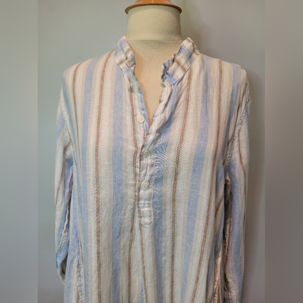 CP Shades Jasmin Cotton Striped Tunic Shirt Dress SZ L - Picture 2 of 10